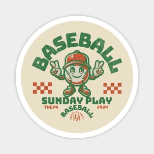 Baseball Sunday Play Grunge Print Tee Magnet